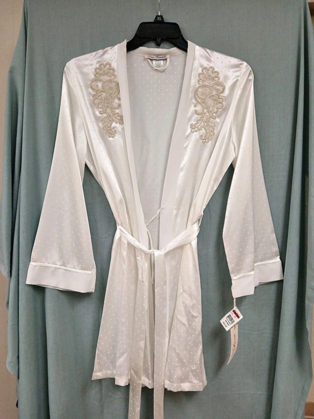 Linea Donatella Chiffon Embroidered Wrap Robe Size Small
